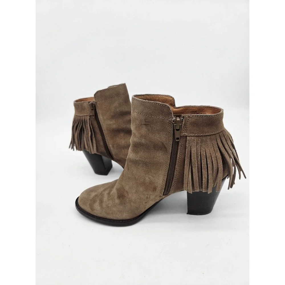 Sofft Boots Womens 7.5M Brown Leather Suede Heeled Ankle Buckle Comfort Classic